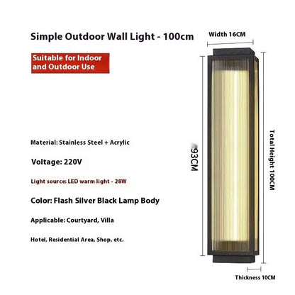 Stainless steel outdoor wall lamp for courtyard and garden lighting in four available sizes