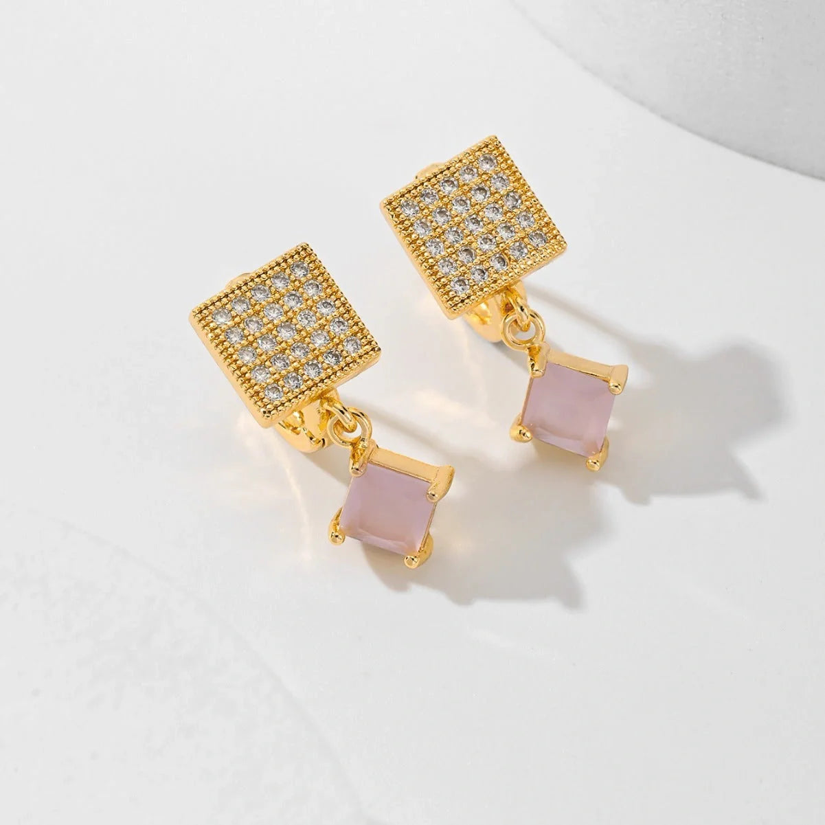 Square fashion zircon earrings in various colours, perfect for women's accessories