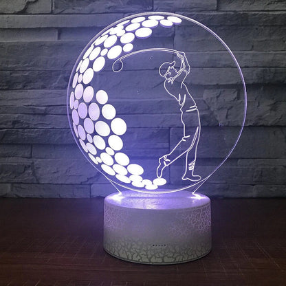 3D acrylic night light in black or crack design with touch and remote control, 3W LED for home corridors