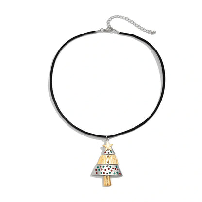 Christmas Tree Necklace and Earrings Set with five-pointed star design in mixed colours