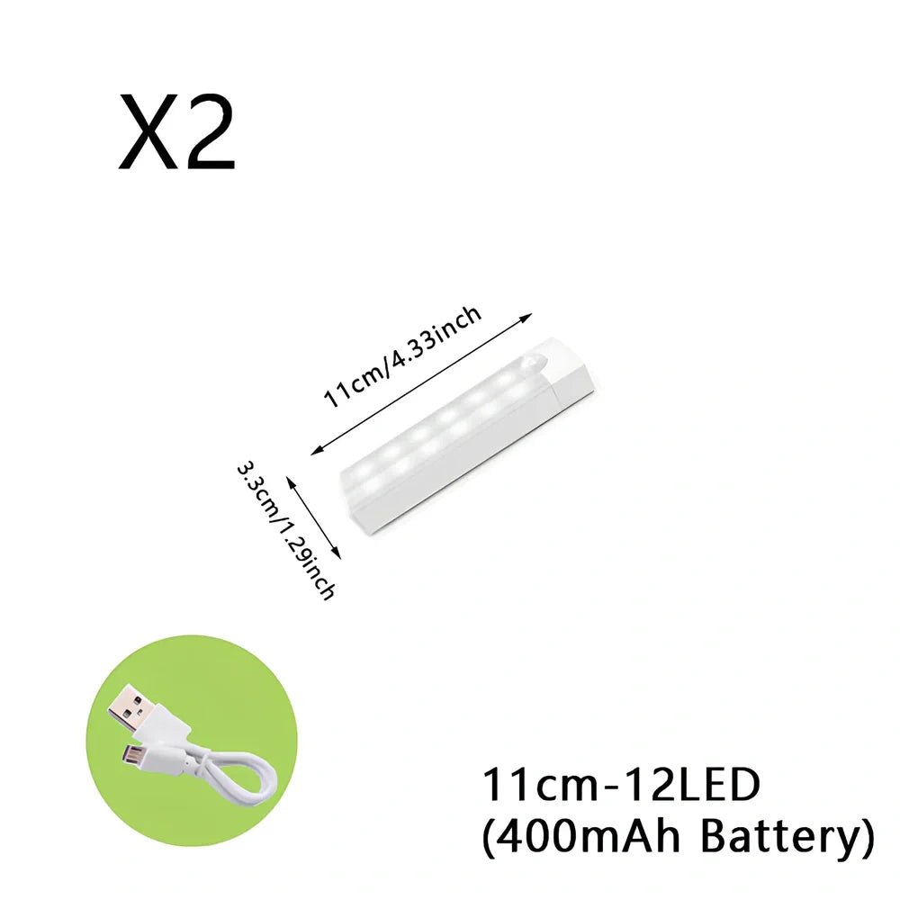 Wireless LED motion sensor night light with magnetic mounting in various sizes