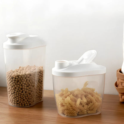 Clear plastic kitchen storage containers in 1000ml and 1500ml sizes for beans and grains