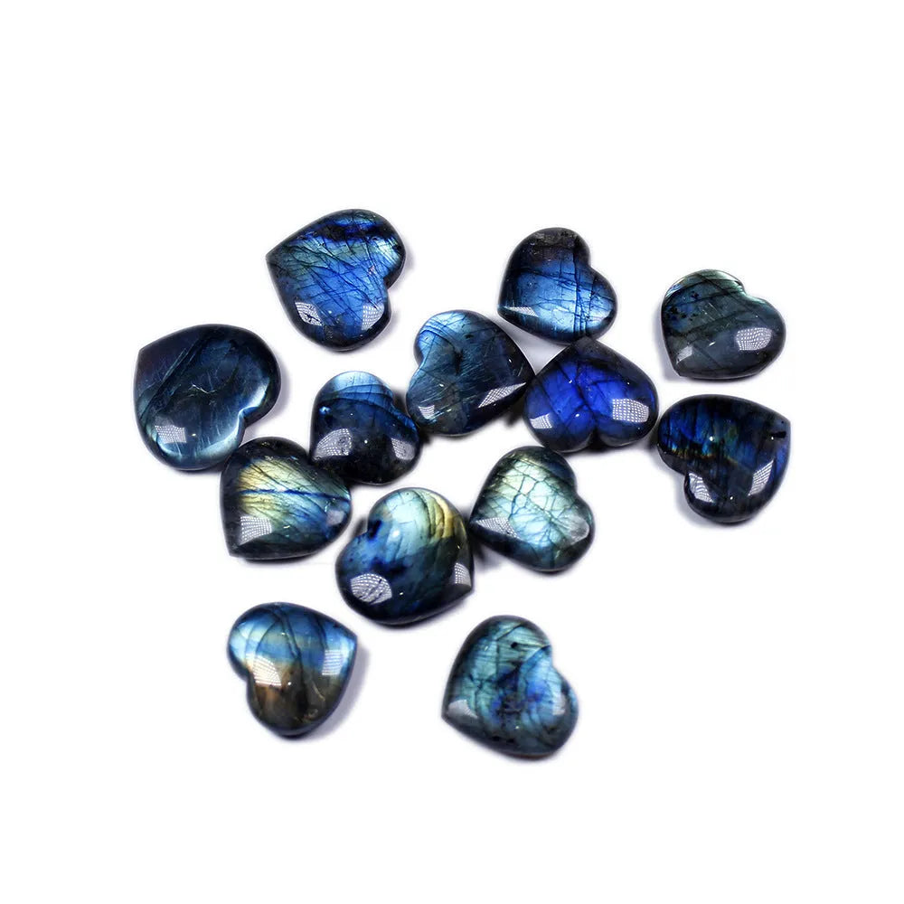 Natural pulled feldspar crystal heart pendant in ocean blue colour available in five sizes from 22mm to 45mm