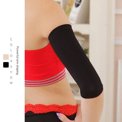 Women's shaping arm sleeves in nylon fabric available in black and skin colour