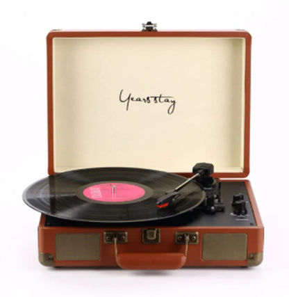 Portable leather case Bluetooth phonograph turntable in multiple colour options