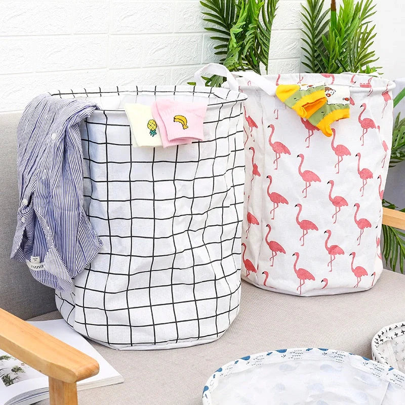 European style cotton linen laundry basket with various designs for home organisation