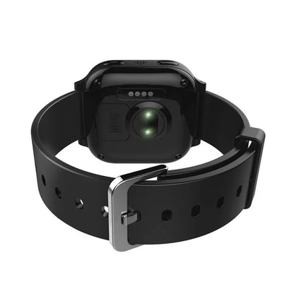 Black smart positioning watch for elderly monitoring with wrist strap and SOS functionality