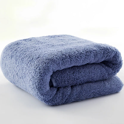Thickened pure cotton bath towel in chocolate, 70x140cm, absorbent terry weave for bathroom use