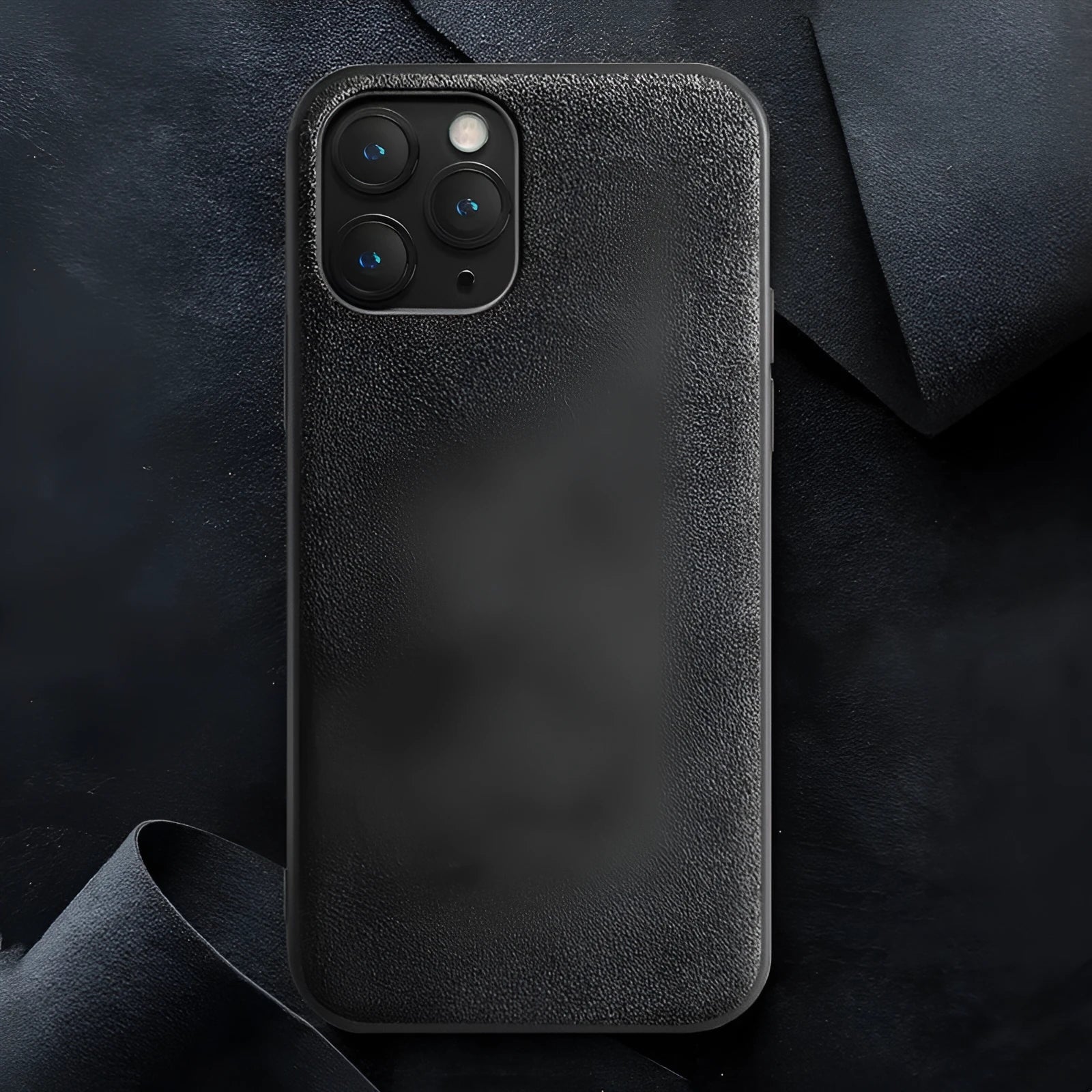 Suede iPhone case in dark blue colour showing full-cover protection design