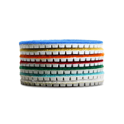 Set of 10 emery polishing discs ranging from 50 to 3000 grit for stone polishing