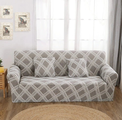 Elastic sofa cover in navy blue with high-density fabric for stain protection