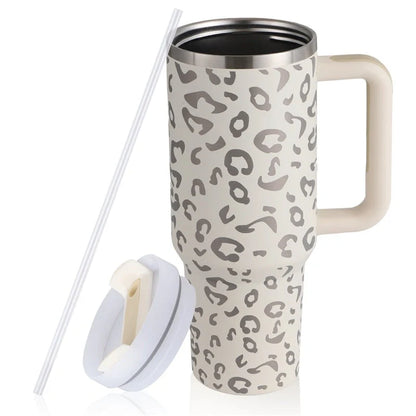 40oz stainless steel straw coffee mug with handle, ideal for travel