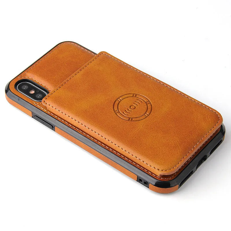 Card wallet leather case for iPhone 11 in multiple colours showing card slot and slim design