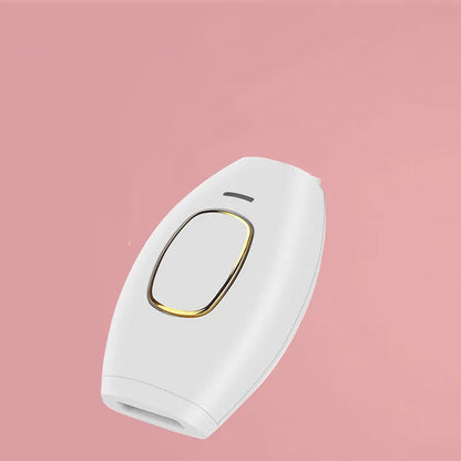 White laser hair removal device with shaver attachment and international power adapters