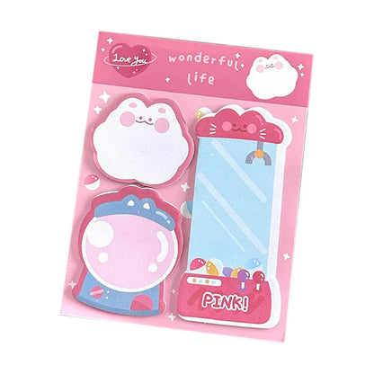 Cartoon combination sticky notes pad with 60 paper sheets, 10 x 13cm special-shaped memo stickers in four cover colours
