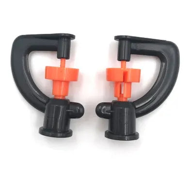 G-type micro sprinkler nozzle with orange rotating wheel for 360-degree garden irrigation, 4-5 metre spray diameter