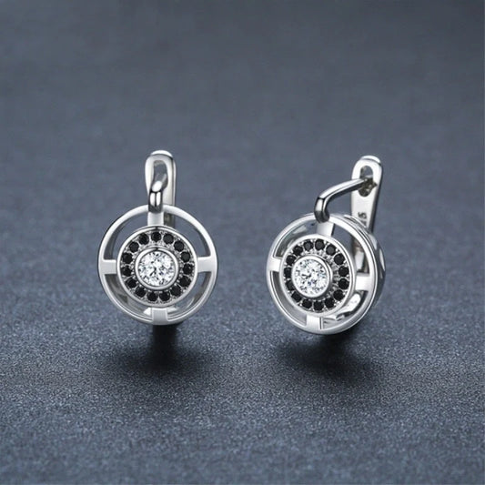 Luxury zircon studded copper over earrings for women, showcasing elegant design and sparkling zircon stones.