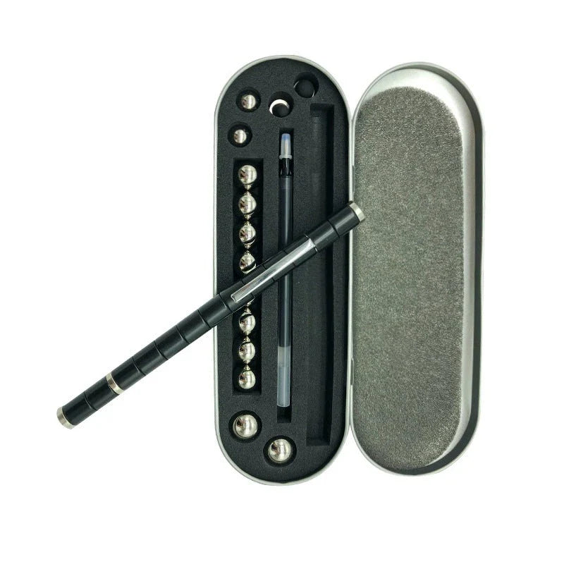 Modular magnetic pen with erasable ink, stress-relieving fidget features, and interchangeable components