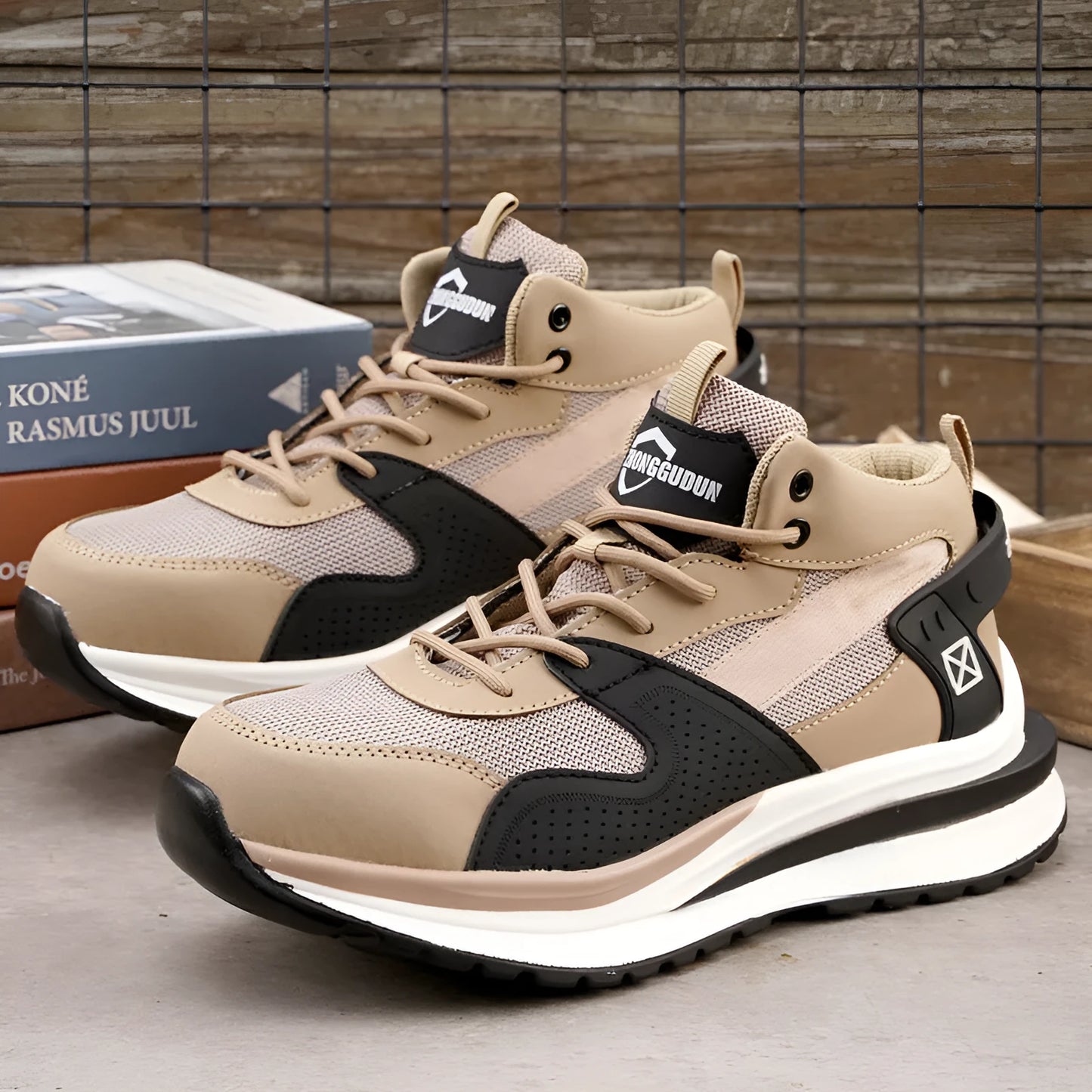 Low-top lace-up safety work shoes with a steel toe cap and anti-penetration rubber sole in black, brown, or grey.