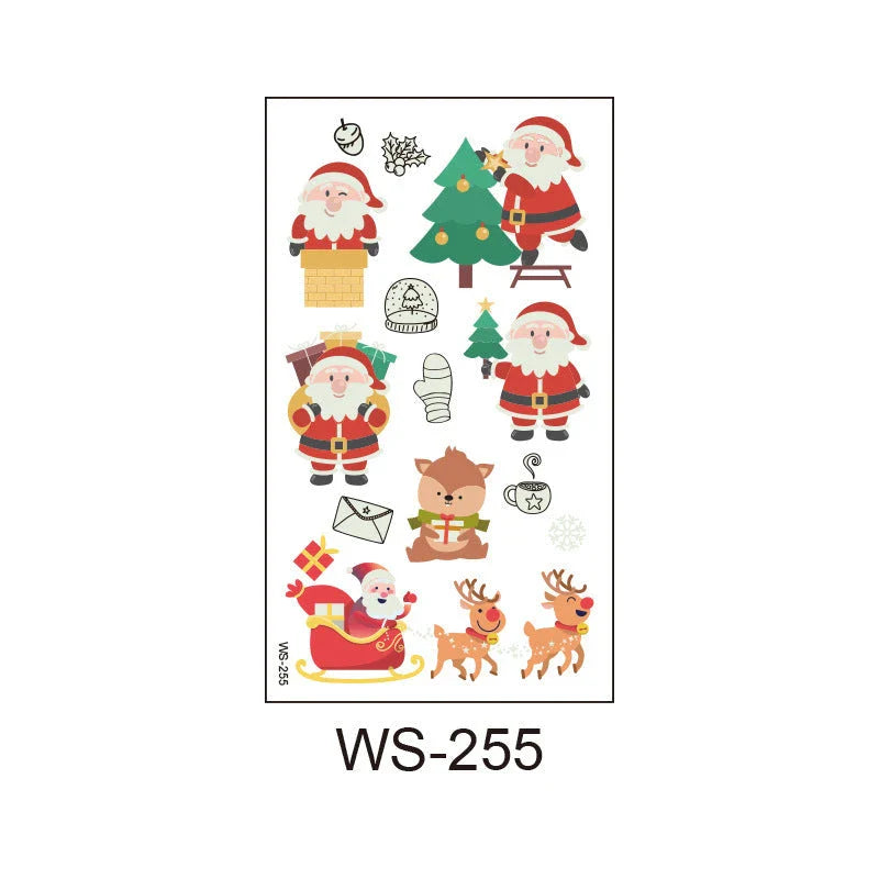 Glowing Christmas Santa Claus tattoo stickers in various festive designs