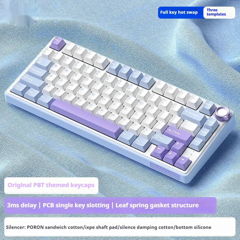 Wireless mechanical keyboard with RGB backlighting and hot-swappable key switches.
