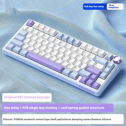 Wireless mechanical keyboard with RGB backlighting and hot-swappable key switches.