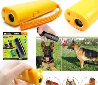 3-in-1 Anti Barking Dog Training Device with ultrasonic repeller and LED flashlight features