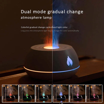 Black flame humidifier aromatherapy diffuser with LED lighting effect and USB cable