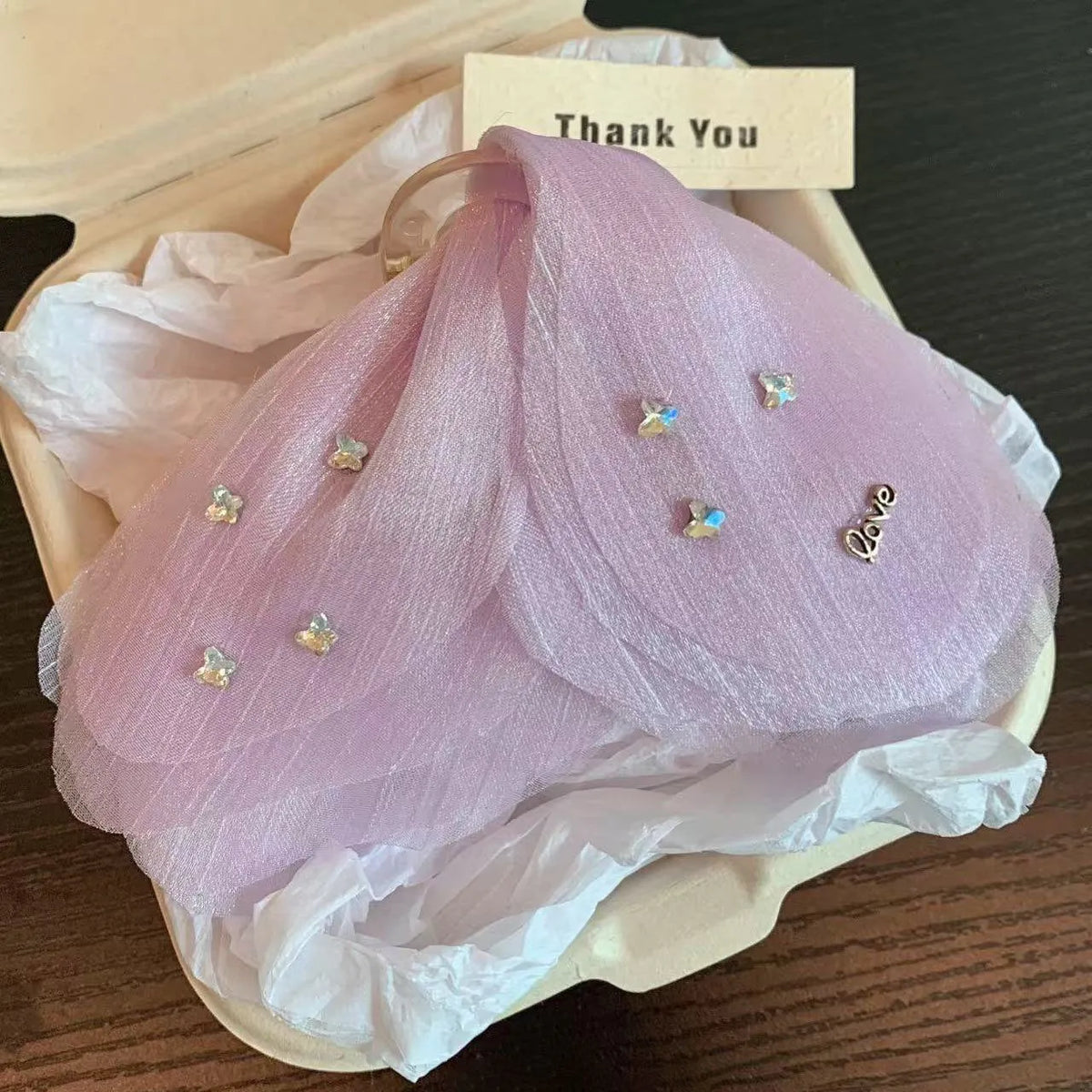 Tulle butterfly hair grip barrette in French retro design available in five solid colours