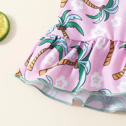 White polyester two-piece swimsuit set with top and shorts for a baby or toddler.
