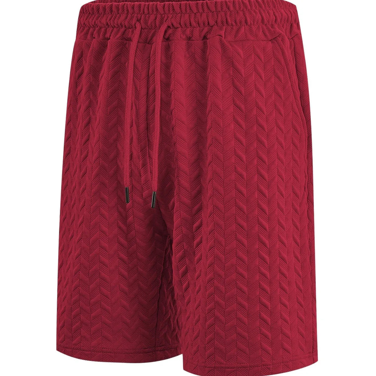 Men's loose jacquard drawstring casual beach pants in polyester, shorts length, available in seven colours and sizes S to 3XL