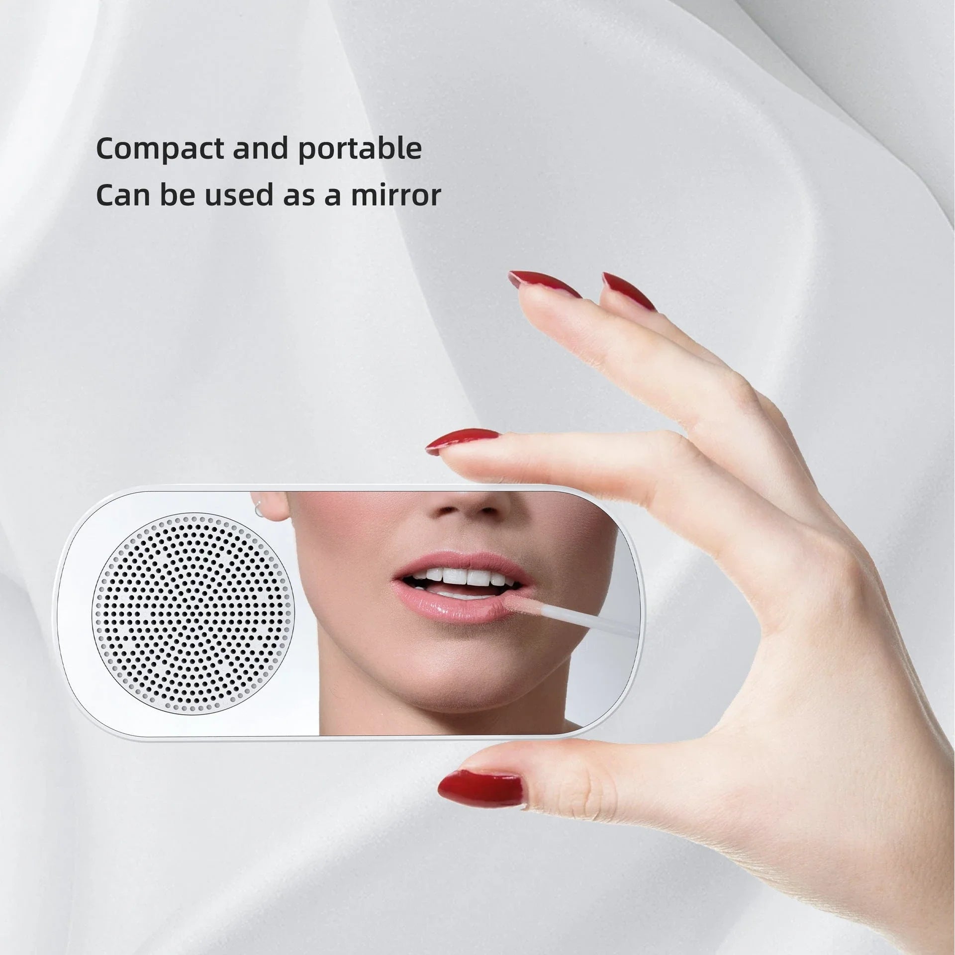 Versatile Bluetooth alarm clock with mirror finish, FM radio, and phone holder
