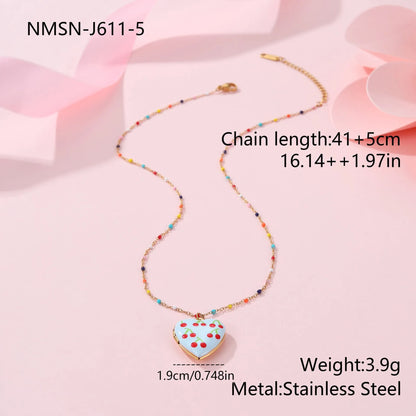 Stainless steel fruit pendant necklace with gold plating on adjustable 41-50cm chain