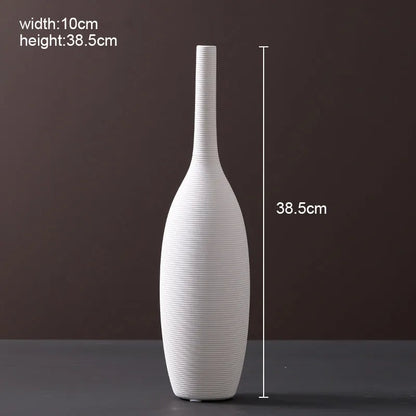Modern Scandinavian ceramic vase with textured inlay surface decoration