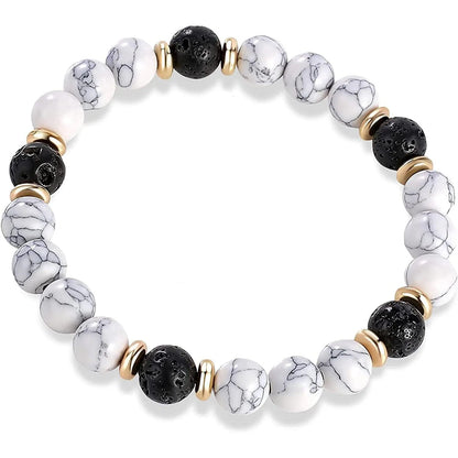 Handcrafted natural stone alloy bracelet showing tiger eye and agate components in 6cm size