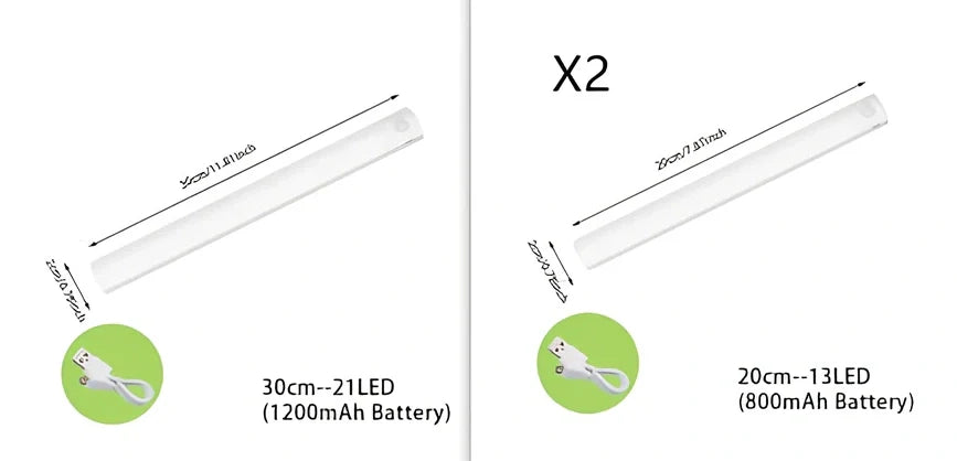 Wireless LED motion sensor night light with magnetic mounting in various sizes