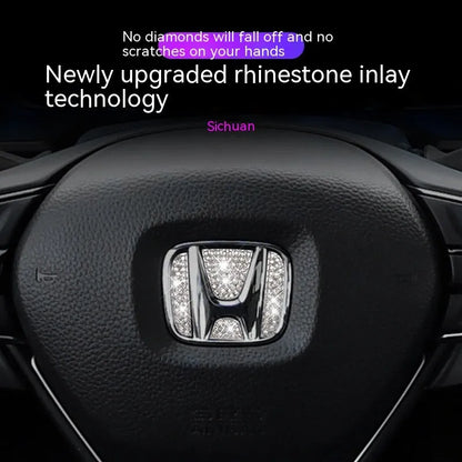 Zinc alloy diamond decorative sticker for Toyota car steering wheel centre