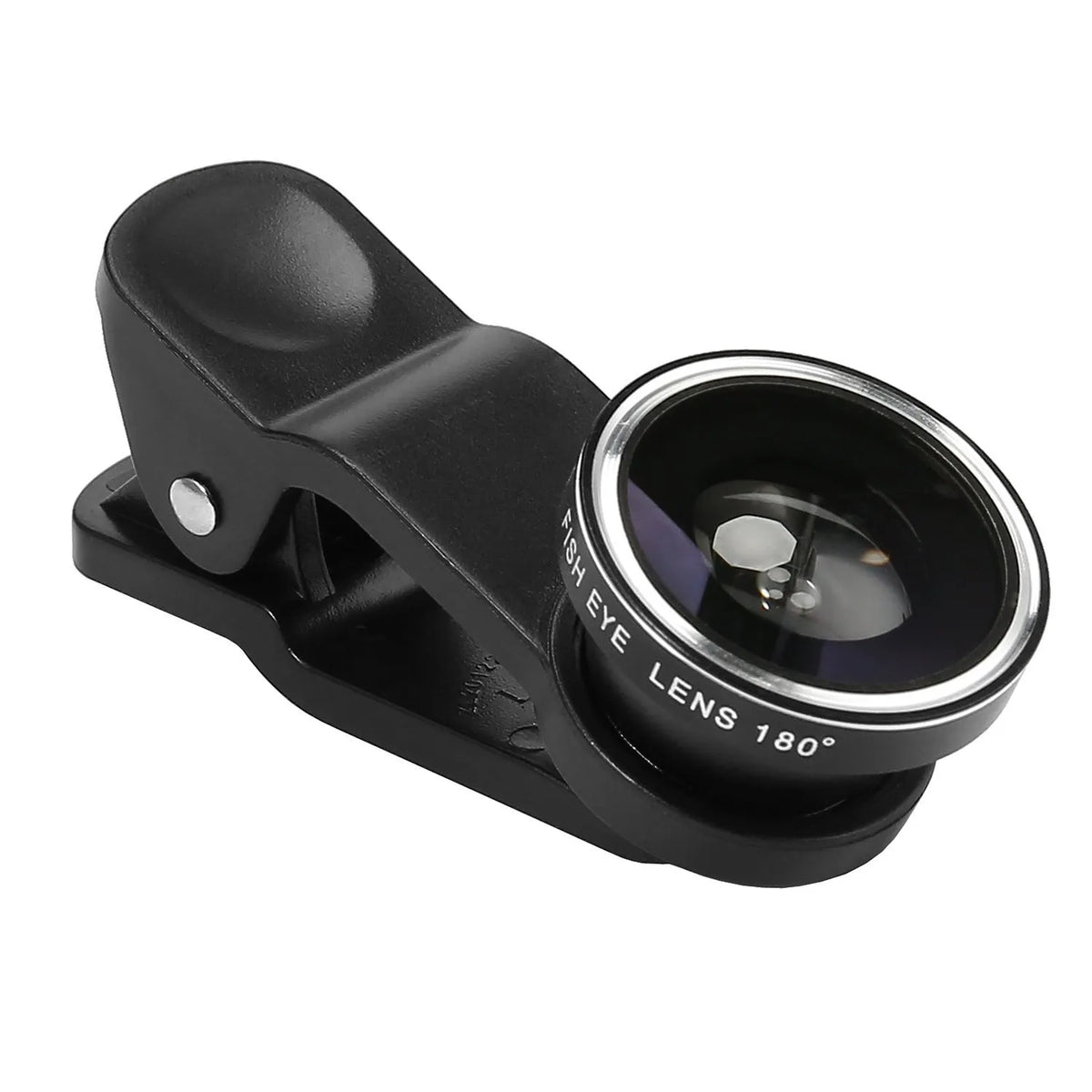 Mini smartphone camera lens clip with wide angle, macro, and fisheye lenses in multiple colours