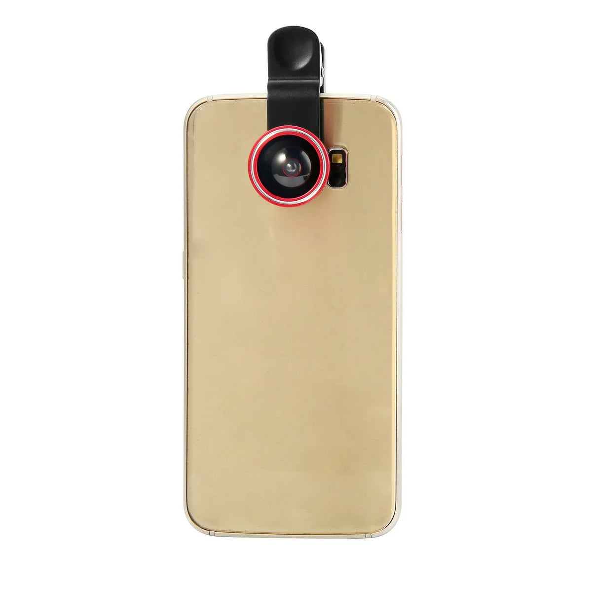 Mini smartphone camera lens clip with wide angle, macro, and fisheye lenses in multiple colours