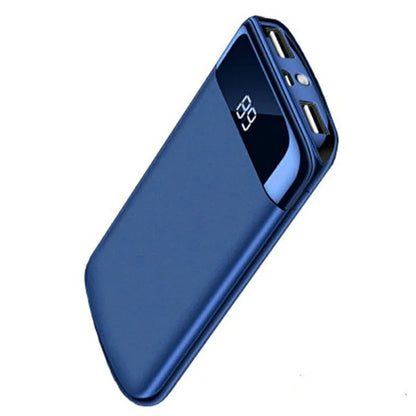 Y10 portable power bank with LCD display showing battery percentage, dual USB ports, and LED light