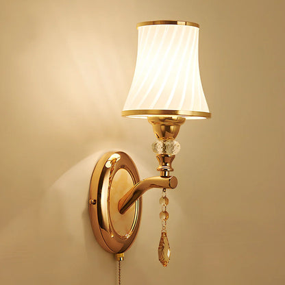 European wall lamp with glass shade measuring 29x34cm for bedroom installation
