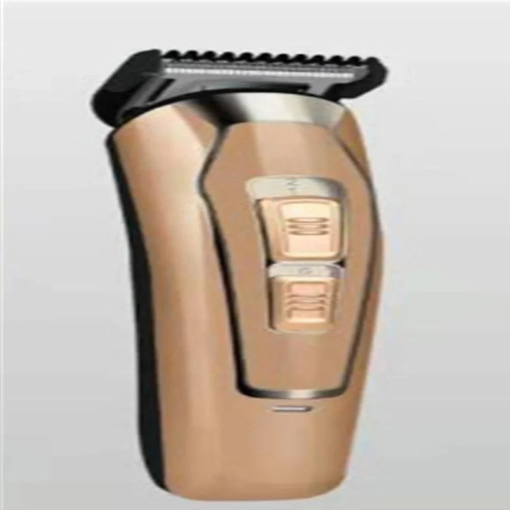 Dark blue electric hair clipper with stainless steel blades and European plug charger
