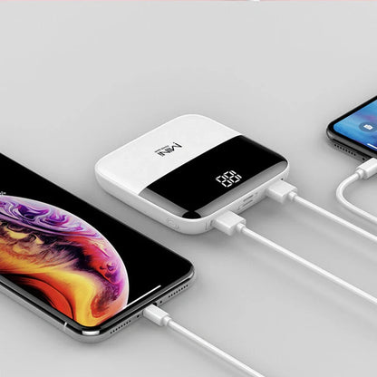 10000mAh Mini Power Bank in various colors with USB Type-C and Micro USB inputs