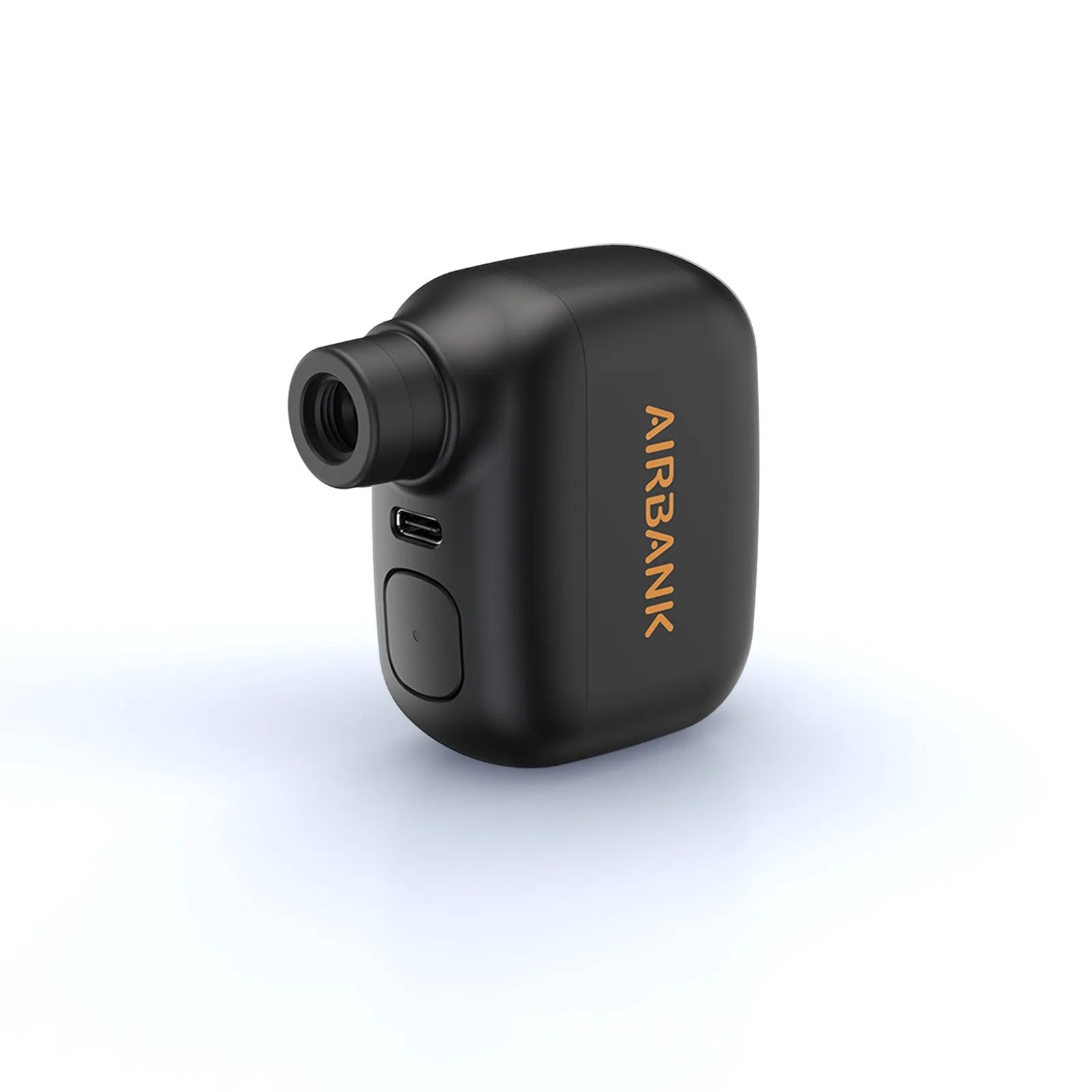 Black AS100 electric bicycle pump with digital display, USB charging port, and included waterproof bag