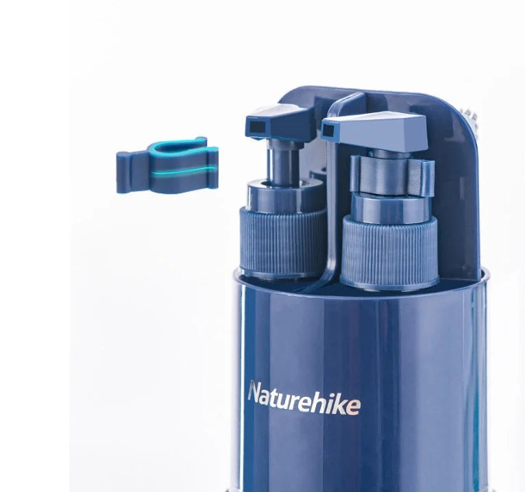 Multifunctional wash cup set with mirror and comb in blue and white
