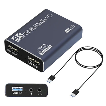 Black 4K gaming set-top box with MS2131 chip for 1080p recording and audio capture