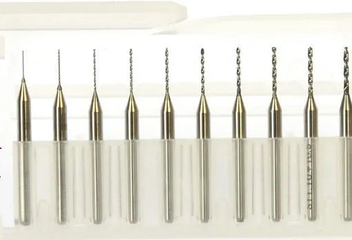 Imported tungsten steel micro engraving bit set for precision circuit board and hardware machining.