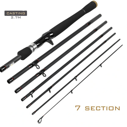 Carbon straight gun handle perch sea fishing rod showing 2.1m to 2.7m length options with multi-section design