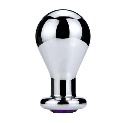 Silver aluminium alloy metal bulb butt plug for anal stretching in three sizes