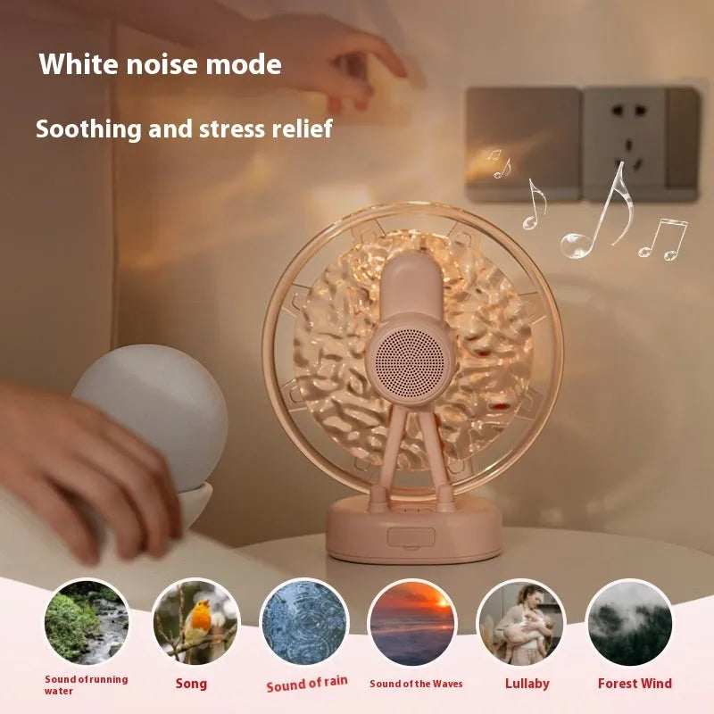 White Ferris wheel Bluetooth speaker with colourful water ripple atmosphere lighting effects